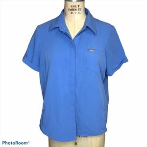 Figs Technical Collection blue button down top CCO